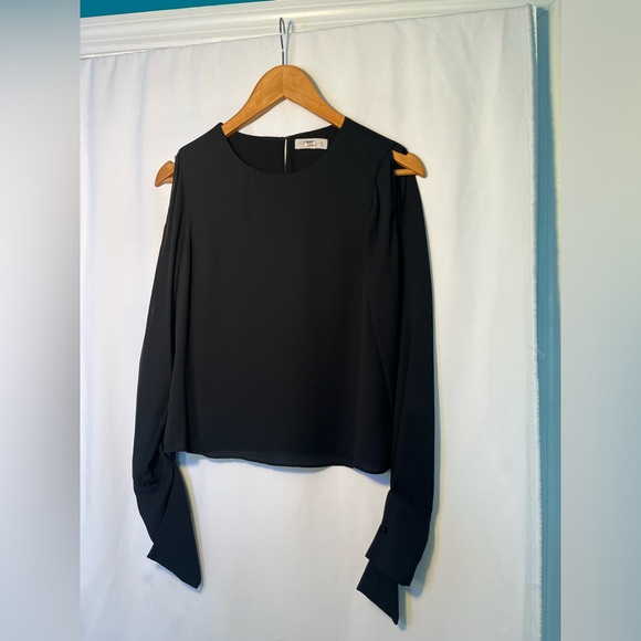 Ramy Brook Addy Open-Sleeve Silk Blouse In Black Size S - Picture 3 of 9